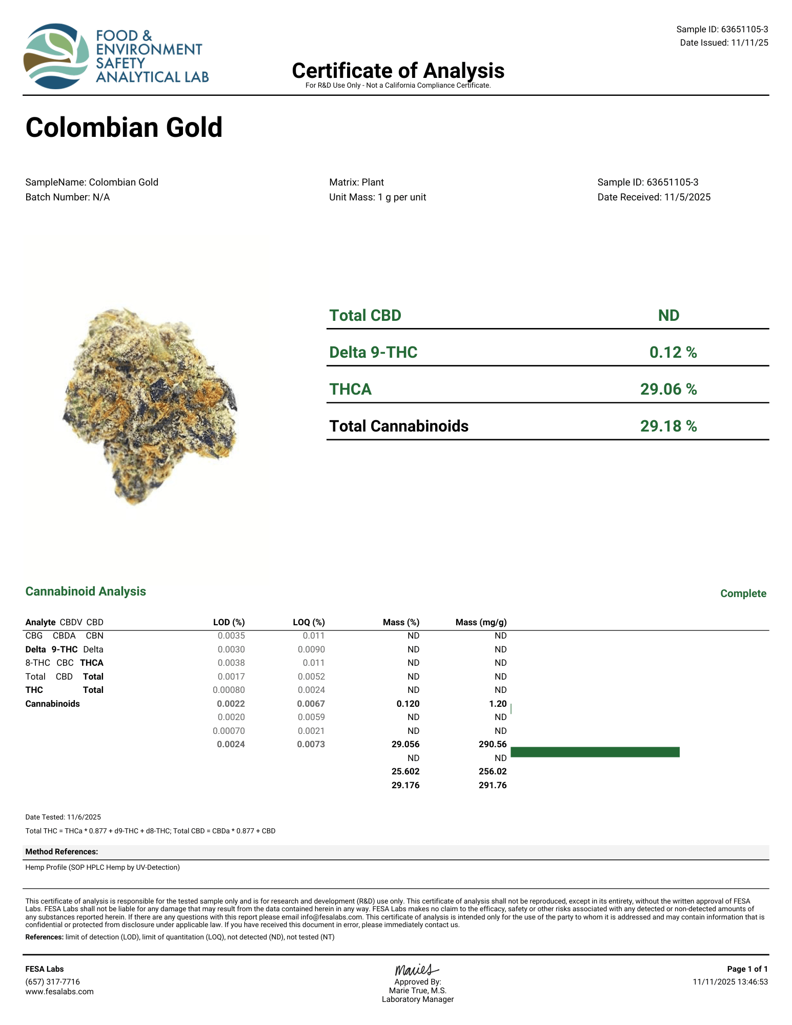 Columbia Gold Flower Wholesale